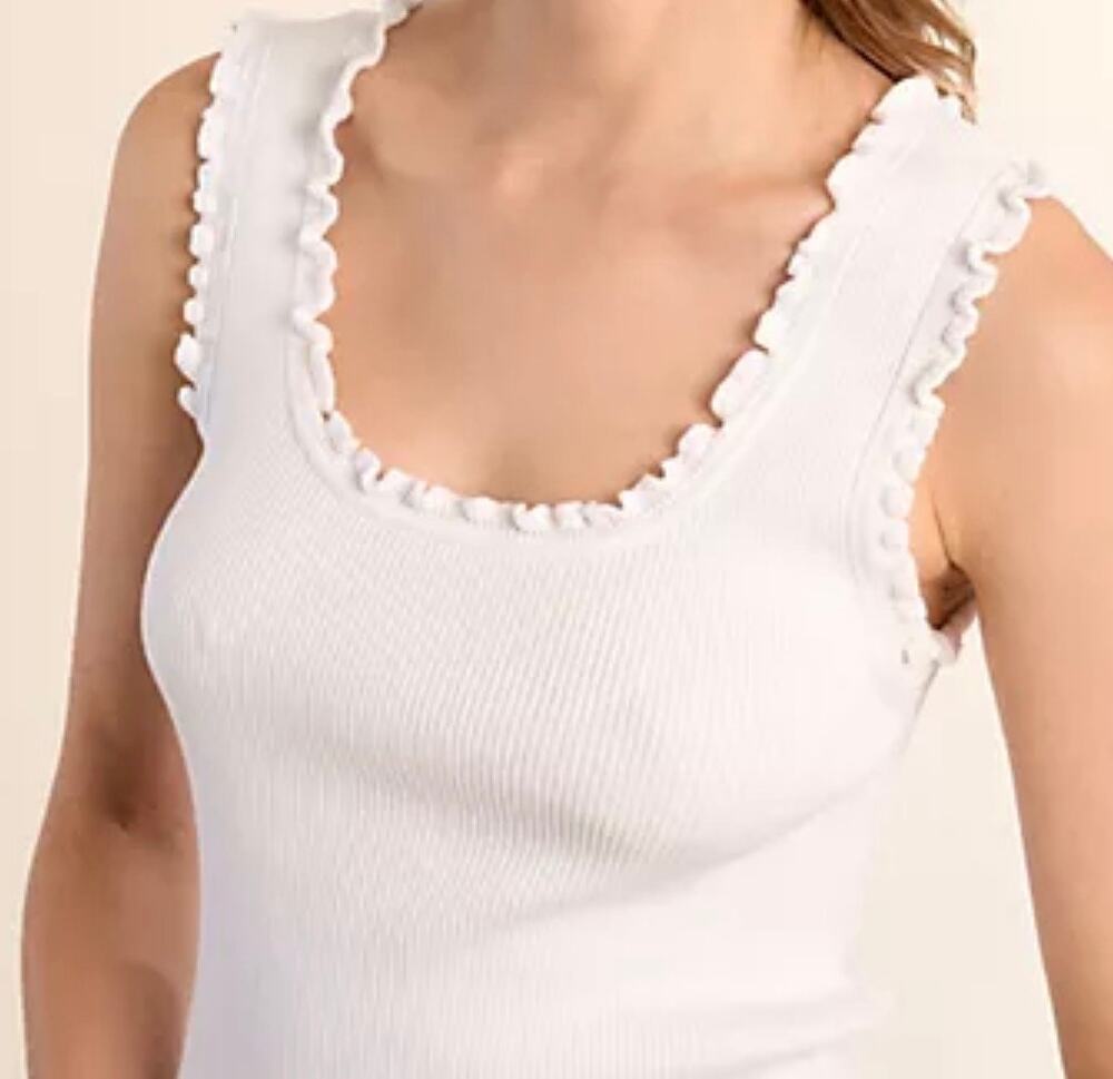 Molly Bracken White Rib Knit Tank Top XS